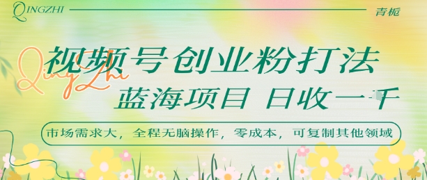 视频号创业粉打法,日入1k,蓝海项目,市场需求大,全程无脑操作,可复制昊趣阁资源网昊趣阁资源网