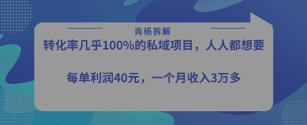 转化率最高的私域项目,每单利润40-50米,月入过1w昊趣阁资源网昊趣阁资源网