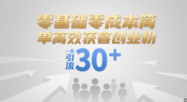 零基础零成本简单高效获客创业粉,一天引流30+昊趣阁资源网昊趣阁资源网
