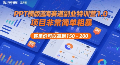 PPT模版蓝海赛道副业特训营1.0，项目非常简单粗暴，客单价可以高到150-200昊趣阁资源网昊趣阁资源网
