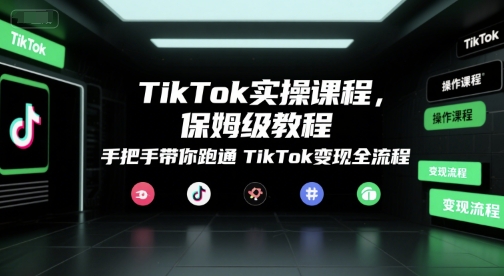 TikTok实操课程,保姆级教程,手把手带你跑通TikTok变现全流程昊趣阁资源网昊趣阁资源网