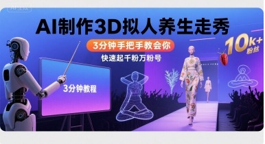 Ai制作3D拟人养生走秀,3分钟手把手教会你,快速起千粉万粉号昊趣阁资源网昊趣阁资源网
