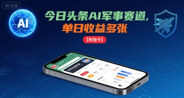 今日头条AI军事赛道,单日收益多张 ,手机可做【附指令】昊趣阁资源网昊趣阁资源网