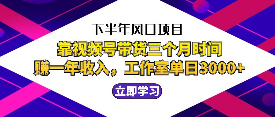 下半年风口项目，靠视频号带货三个月时间赚一年收入，工作室实测单日3…昊趣阁资源网昊趣阁资源网