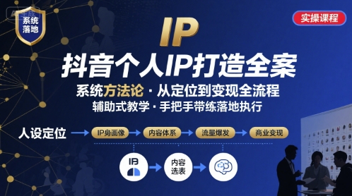 抖音个人IP系统落地实操大课，实操课程，辅助落地昊趣阁资源网昊趣阁资源网