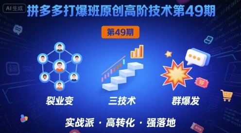 拼多多打爆班原创高阶技术第49期,拼多多裂变+阶梯+群爆昊趣阁资源网昊趣阁资源网
