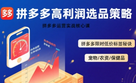 拼多多选品暴利技术实战课,拼多多高利润选品策略,拼多多限时低价标签秘诀昊趣阁资源网昊趣阁资源网
