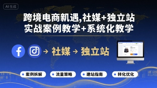 跨境电商新机遇,社媒+独立站,实战案例教学+系统化教学昊趣阁资源网昊趣阁资源网