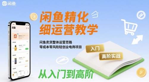 闲鱼精细化运营入门+高阶实战教学，闲鱼卖货整体运营思路，零成本零风险轻创业电商项目昊趣阁资源网昊趣阁资源网