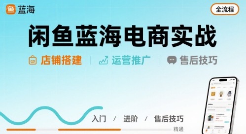 闲鱼蓝海电商实战，店铺搭建运营售后全流程昊趣阁资源网昊趣阁资源网