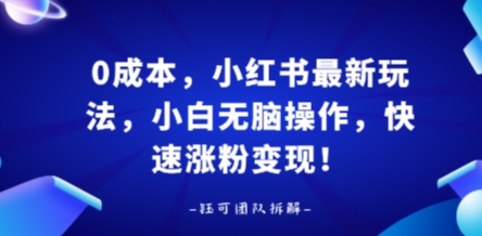 0成本，小红书最新玩法，小白无脑操作，快速涨粉变现昊趣阁资源网昊趣阁资源网