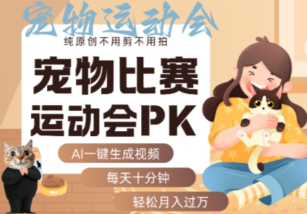 AI一键生成宠物比赛运动会PK视频，纯原创不用剪不用拍，每天十分钟，轻松月入过1W+昊趣阁资源网昊趣阁资源网