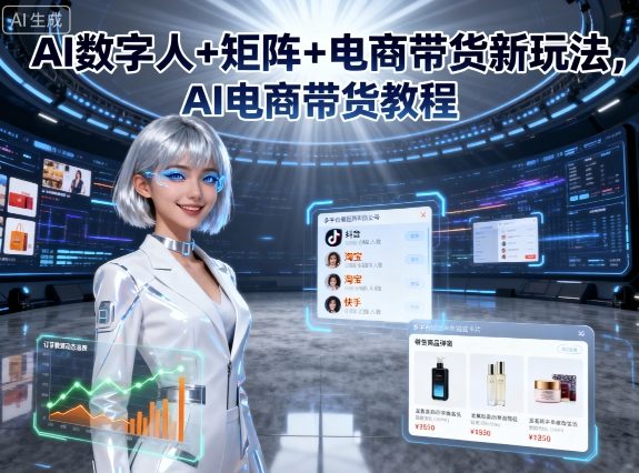 AI数字人+矩阵+电商带货新玩法，AI电商带货教程昊趣阁资源网昊趣阁资源网