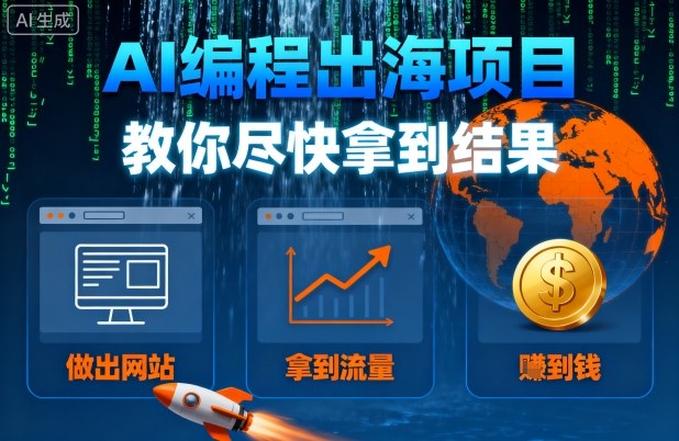 AI编程出海项目，教你尽快拿到结果-做出网站、拿到流量、賺到钱昊趣阁资源网昊趣阁资源网