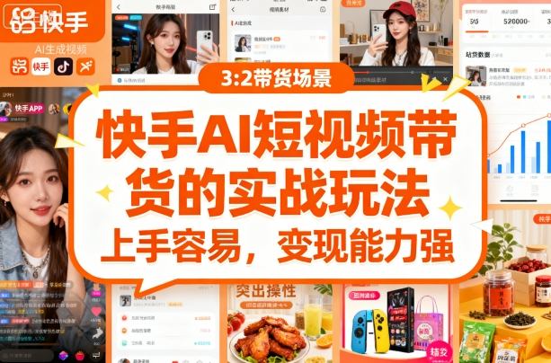 快手ai短视频带货的实战玩法,上手容易,变现能力强昊趣阁资源网昊趣阁资源网