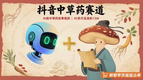 抖音中草药赛道，用AI做中草药故事视频，45条作品涨粉13W，橱窗带货猛猛出单昊趣阁资源网昊趣阁资源网