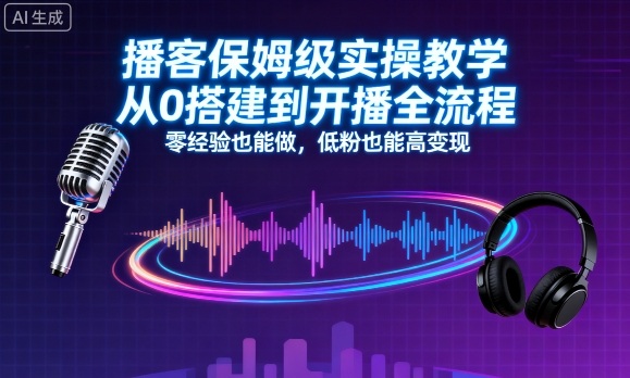播客保姆级实操教学,从0搭建到开播全流程,零经验也能做,低粉也能高变现昊趣阁资源网昊趣阁资源网