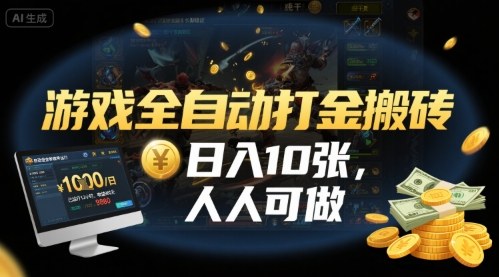 游戏全自动打金搬砖，日入10张，人人可做，纯干货，长期稳定收益项目【揭秘】昊趣阁资源网昊趣阁资源网