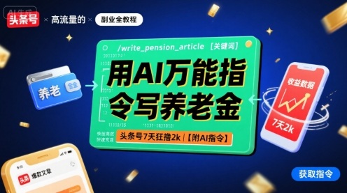 用AI万能指令写养老金，头条号7天狂撸2k【附AI指令】昊趣阁资源网昊趣阁资源网