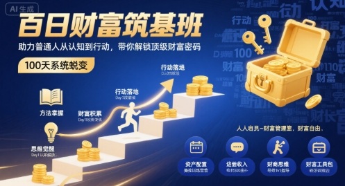 百日财富筑基班，助力普通人从认知到行动，带你解锁顶级财富密码昊趣阁资源网昊趣阁资源网