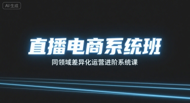 直播电商系统班，同领域差异化运营进阶系统课昊趣阁资源网昊趣阁资源网