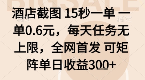 酒店截图项目,15秒一单,一单0.6米,每天任务无上限,全网首发可矩阵单日收益3张+【揭秘】昊趣阁资源网昊趣阁资源网