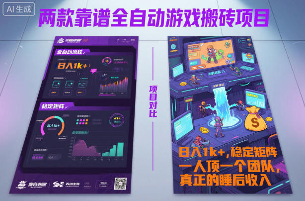 两款靠谱全自动游戏搬砖项目，日入1k+，稳定可矩阵，一人顶一个团队，真正的睡后收入【揭秘】昊趣阁资源网昊趣阁资源网
