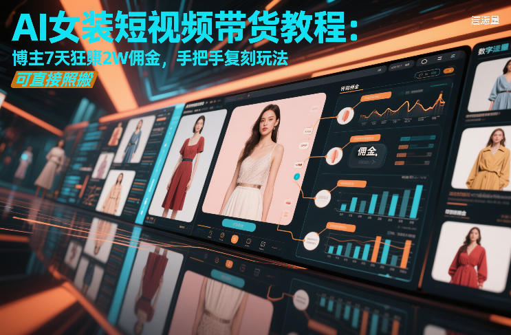AI女装短视频带货教程：博主7天狂賺2W佣金，手把手复刻玩法，可直接照搬昊趣阁资源网昊趣阁资源网