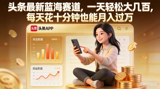 头条最新蓝海赛道，一天轻松大几张，每天花十分钟也能月入过1W【揭秘】昊趣阁资源网昊趣阁资源网