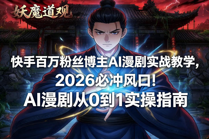快手百万粉丝博主AI漫剧实战教学，2026必冲风口！AI漫剧从0到1实操指南昊趣阁资源网昊趣阁资源网