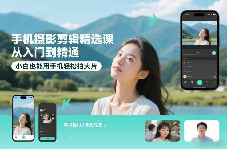 手机摄影剪辑精选课，从入门到精通，小白也能用手机轻松拍大片昊趣阁资源网昊趣阁资源网