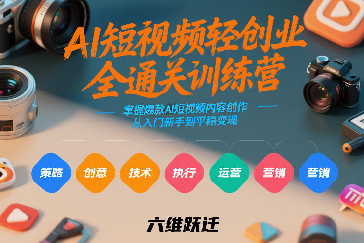 AI短视频轻创业全通关训练营，掌握爆款AI短视频内容创作，从入门新手到平稳变现的六维跃迁昊趣阁资源网昊趣阁资源网