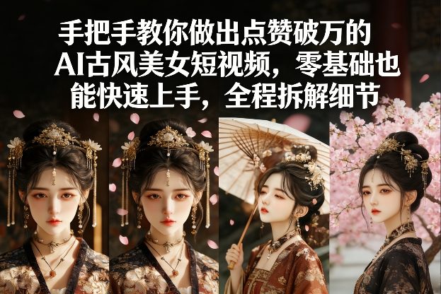 手把手教你做出点赞破万的AI古风美女短视频，零基础也能快速上手，全程拆解细节昊趣阁资源网昊趣阁资源网