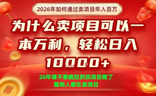 一单净利润1K+，26年想年入100个W，死磕卖项目就够了【揭秘】昊趣阁资源网昊趣阁资源网