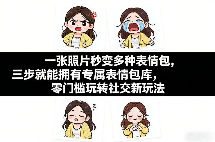 一张照片秒变多种表情包，三步就能拥有专属表情包库，零门槛玩转社交新玩法【文档】昊趣阁资源网昊趣阁资源网