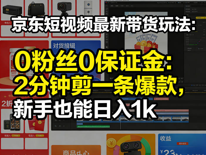 京东短视频最新带货玩法,0粉丝0保证金,2分钟剪一条爆款,新手也能日入1k+【揭秘】昊趣阁资源网昊趣阁资源网
