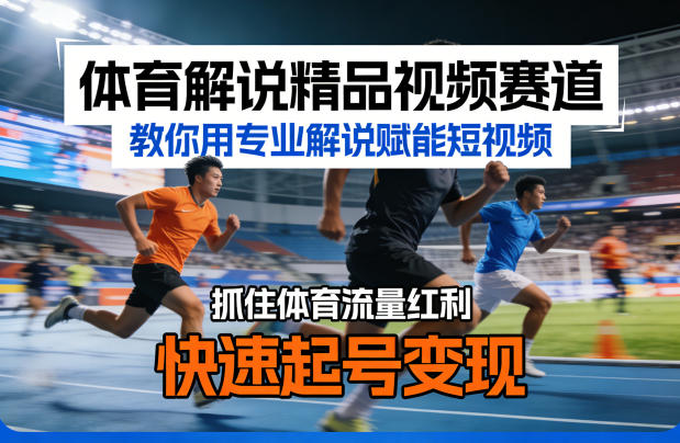 体育解说精品视频赛道，教你用专业解说赋能短视频，抓住体育流量红利，快速起号变现昊趣阁资源网昊趣阁资源网