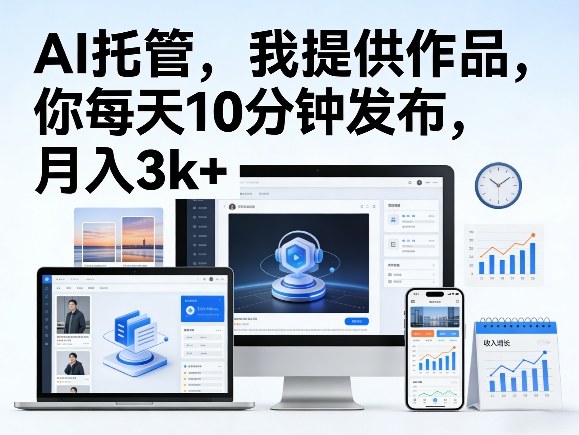 公众号AI托管，我提供作品，你每天10分钟发布，月入3k+【揭秘】昊趣阁资源网昊趣阁资源网