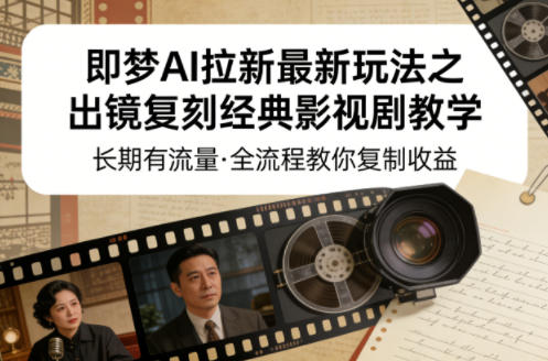 即梦AI拉新最新玩法之出镜复刻经典影视剧教学，长期有流量，全流程教你复制收益昊趣阁资源网昊趣阁资源网