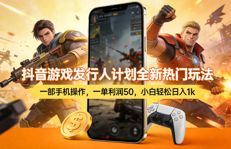 抖音游戏发行人计划全新热门玩法，一部手机操作，一单利润50，小白轻松日入1k【揭秘】昊趣阁资源网昊趣阁资源网