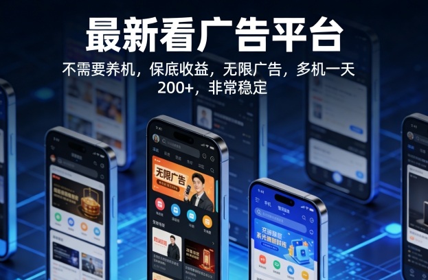 最新看广告平台,不需要养机,保底收益,无限广告,多机一天200+,非常稳定【揭秘】昊趣阁资源网昊趣阁资源网