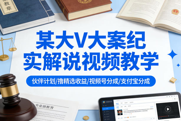 某大V大案纪实解说视频教学，可做伙伴计划、撸精选收益，视频号和支付宝分成计划均可昊趣阁资源网昊趣阁资源网