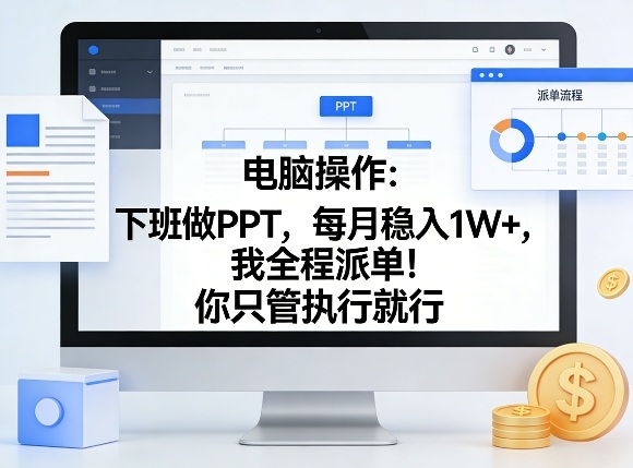 电脑操作：下班做PPT，每月稳入1W+，我全程派单！你只管执行就行【揭秘】昊趣阁资源网昊趣阁资源网