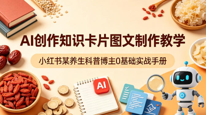 AI创作知识卡片图文制作教学，小红书某养生科普博主0基础实战手册昊趣阁资源网昊趣阁资源网