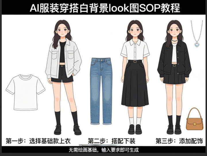 AI服装穿搭白背景look图SOP教程，不用会画画，提几句具体要求，AI就能还你一个奇迹昊趣阁资源网昊趣阁资源网