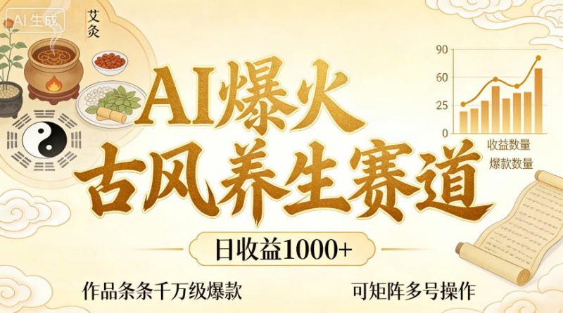 AI爆火古风养生赛道，日收益1k+单条作品点赞破万+，可矩阵多号操作【揭秘】昊趣阁资源网昊趣阁资源网