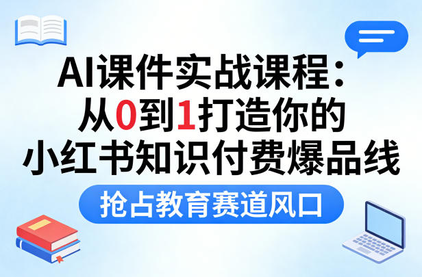 AI课件实战课程，从0到1打造你的小红书知识付费爆品线，抢占教育赛道风口昊趣阁资源网昊趣阁资源网