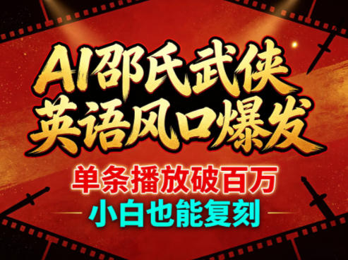 AI邵氏武侠英语风口爆发，单条播放破百万，小白也能复刻昊趣阁资源网昊趣阁资源网