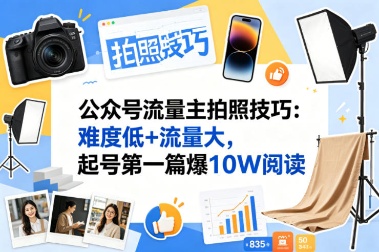 公众号流量主之拍照技巧赛道，难度低+流量大，起号第一篇就爆了10w阅读昊趣阁资源网昊趣阁资源网