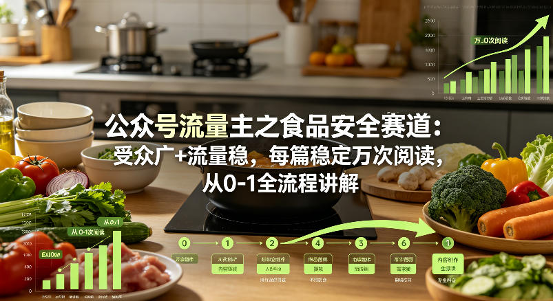 公众号流量主之食品安全赛道，受众广+流量稳，每篇作品稳定万次阅读，从0-1全流程讲解昊趣阁资源网昊趣阁资源网